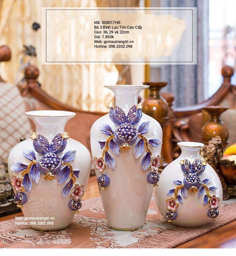 BỘ 3 BÌNH LỰU TÍM CAO CẤP